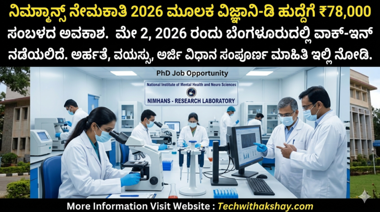 NIMHANS Recruitment- 2026