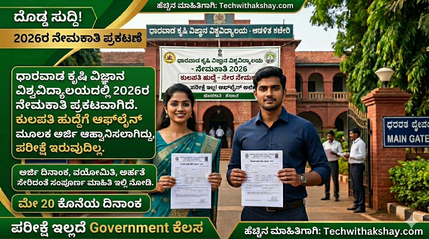 Dharwad Agricultural University Recruitment -2026