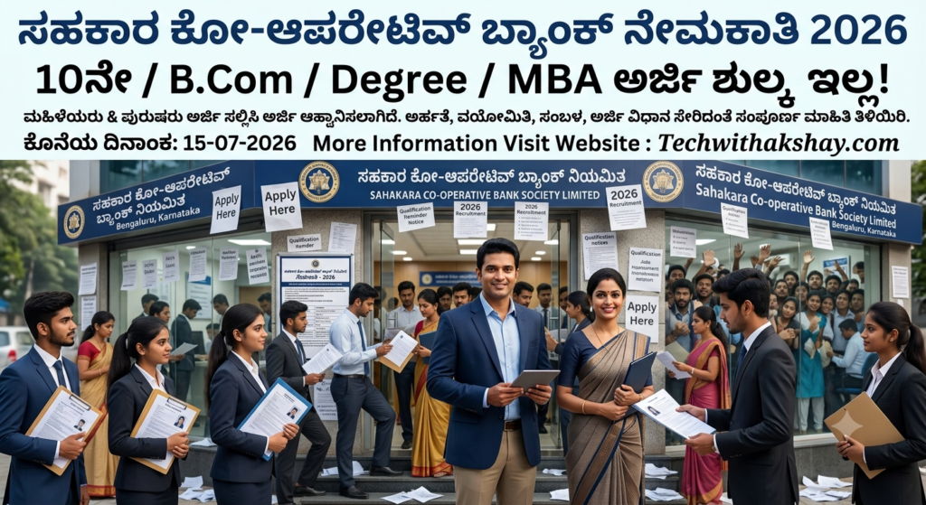 Sahakara Co-operative Bank Society Limited Recruitment-2026