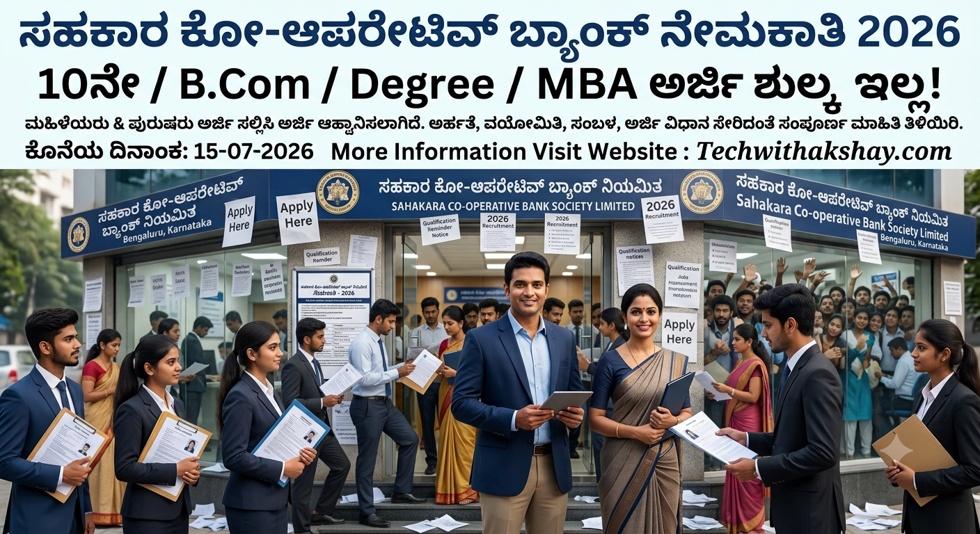 Sahakara Co-operative Bank Society Limited Recruitment-2026