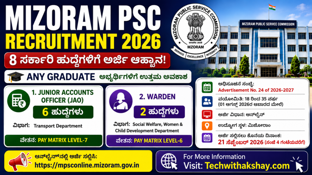 Mizoram PSC Recruitment-2026